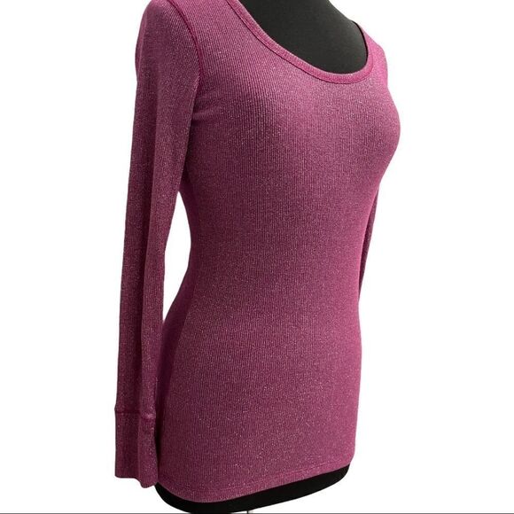 Victoria’s Secret Ribbed Purple Metallic Top Sz L - Picture 6 of 12